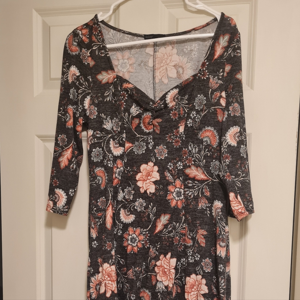 BeBop Black Floral Long Sleeve Dress